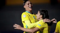 Amanda Gutierres comemora gol pela Amarelinha. Foto: Divulgação/Copa América