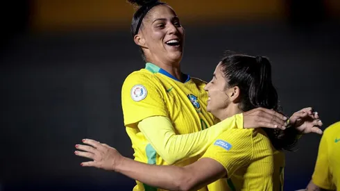 Amanda Gutierres comemora gol pela Amarelinha. Foto: Divulgação/Copa América