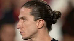 Filipe Luís durante partida entre Flamengo e Estudiantes, no Maracanã, pelo Libertadores.