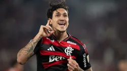 Pedro jogador do Flamengo comemora seu gol durante partida contra o Estudiantes no estadio Maracana pelo campeonato Copa Libertadores 2025. Foto: Jorge Rodrigues/AGIF
