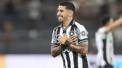 Santiago e Montoro. Botafogo x Atletico MG pelo Campeonato Brasileiro no Estadio Nilton Santos. 20 de Setembro de 2025, Rio de Janeiro, RJ, Brasil. Foto: Vitor Silva/Botafogo. Santi Rodríguez comemora gol diante do Atlético-MG - Foto: Vítor Silva/Botafogo