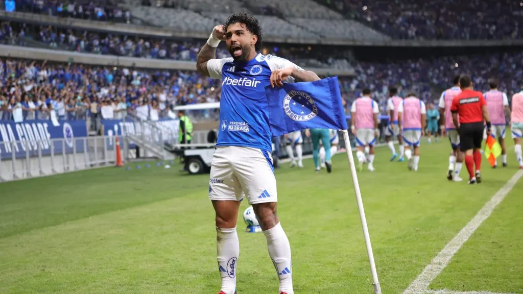 Gabriel Barbosa Gabigol jogador do Cruzeiro comemora seu gol durante partida contra o Juventude no estadio Mineirao pelo campeonato Brasileiro A 2025. Foto: Gilson Lobo/AGIF