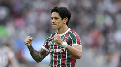 Cano, jogador do Fluminense comemora seu gol durante partida contra o Fortaleza no estadio Maracana pelo campeonato Brasileiro A 2025.