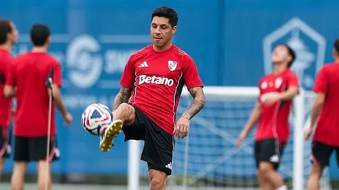 Enzo Pérez durante treinamento. Foto: Buda Mendes/Getty Images