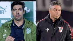 Abel Ferreira e Marcelo Gallardo. Foto: Marlon Costa/AGIF e Marcelo Endelli/Getty Images