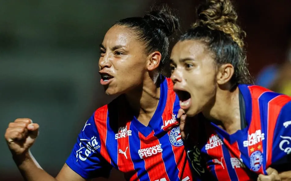 Mulheres de Aço comemorando a classificação na Copa do Brasil. Foto: Rafael Rodrigues/EC Bahia