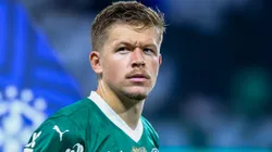 Bruno Fuchs jogador do Palmeiras durante partida contra o Gremio no estadio Arena Allianz Parque pelo campeonato Brasileiro A 2025. Foto: Marcello Zambrana/AGIF