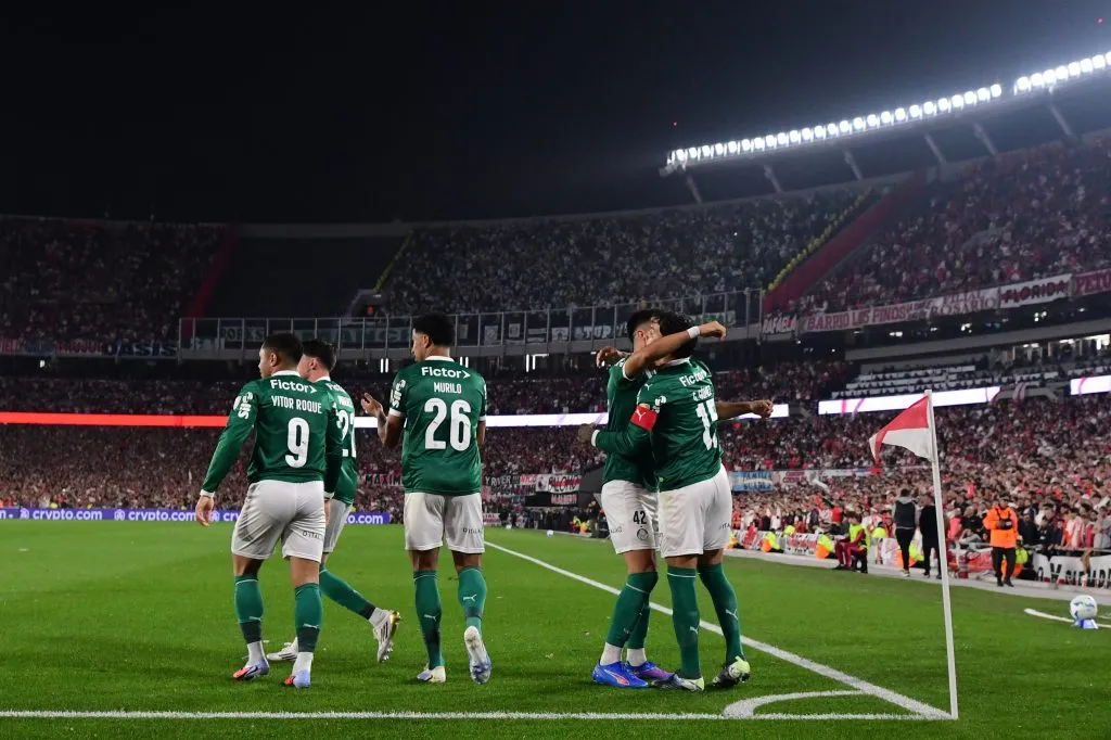 Gustavo Gomez do Palmeiras comemora gol diante do River Plate – (Photo by Marcelo Endelli/Getty Images)
