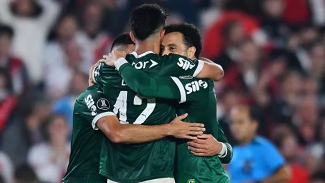 Jogadores Palmeiras comemorando. Foto: Marcelo Endelli/Getty Images