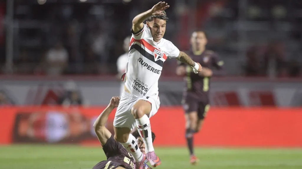 Ferreirinha jogador do Sao Paulo durante partida contra o LDU no estadio Morumbi pelo campeonato Copa Libertadores 2025. Foto: Alan Morici/AGIF
