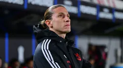 Filipe Luís durante o jogo que quase eliminou o Fla da Liberta