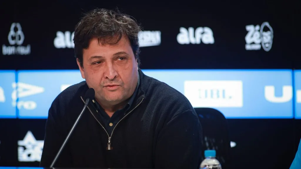 Alberto Guerra Presidente do Gremio durante em coletiva de imprensa realizada no Arena do Gremio. Foto: Maxi Franzoi/AGIF