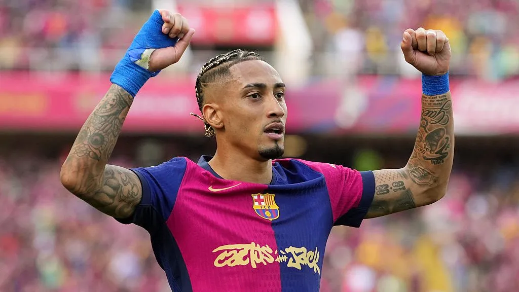 Raphinha, atleta do Barcelona-ESP. Foto: Alex Caparros/Getty Images.