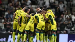Jogadores do Mirassol durante entrada em campo para partida contra o Atletico-MG no estadio Arena MRV pelo campeonato Brasileiro A 2025. Foto: Gilson Lobo/AGIF