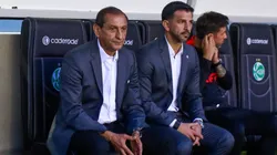 Ramon Diaz tecnico do Internacional ao lado de Emiliano Diaz auxiliar-tecnico do Internacional durante partida contra o Juventude no estadio Alfredo Jaconi pelo campeonato Brasileiro A 2025. Foto: Luiz Erbes/AGIF