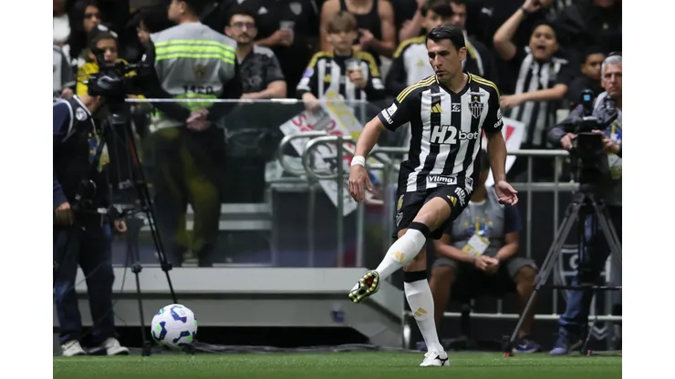 Junior Alonso jogador do Atletico-MG durante partida contra o Mirassol no estadio Arena MRV pelo campeonato Brasileiro A 2025. Foto: Gilson Lobo/AGIF