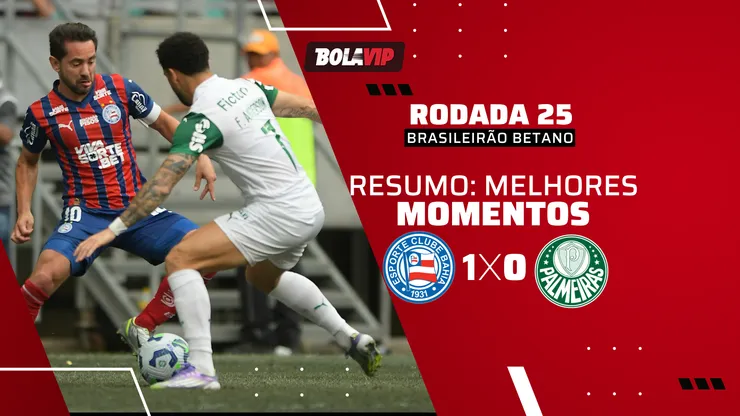 Bahia vence o Palmeiras e afasta Verdão da liderança
