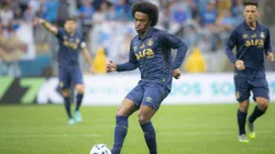 Willian jogador do Gremio durante partida contra o Vitoria no estadio Arena do Gremio pelo campeonato Brasileiro A 2025. Foto: Maxi Franzoi/AGIF