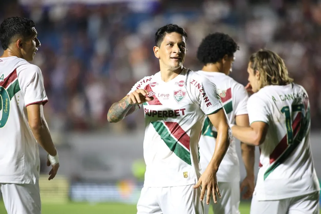 German Cano, jogador do Fluminense comemora seu gol durante partida contra o Caxias no estadio Centenario pelo campeonato Copa Do Brasil 2025. Foto: Luis Felipe Amorin/AGIF