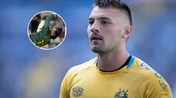 Gabriel Grando faz milagres em Santos x Grêmio: FotoxFoto: Foto Principal (Liamara Polli/AGIF); Foto menor (Mauricio De Souza/AGIF)