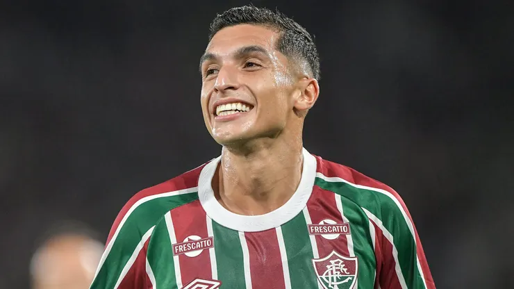 Kevin Serna jogador do Fluminense comemora seu gol durante partida contra o America de Cali no estadio Maracana pelo campeonato Copa Libertadores 2025. Foto: Thiago Ribeiro/AGIF