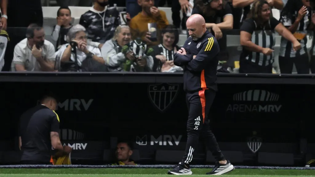 Jorge Sampaoli tecnico do Atletico-MG durante partida contra o Mirassol no estadio Arena MRV pelo campeonato Brasileiro A 2025. Foto: Gilson Lobo/AGIF
