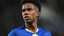 Estêvão durante partida entre Chelsea e Benfica, no Estádio Stamford Bridge, pela UEFA Champions League. Foto: Mike Hewitt