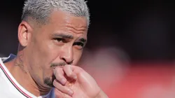 Luciano comemorando gol durante partida entre São Paulo e Palmeiras, no Morumbis, pelo Brasileirão.