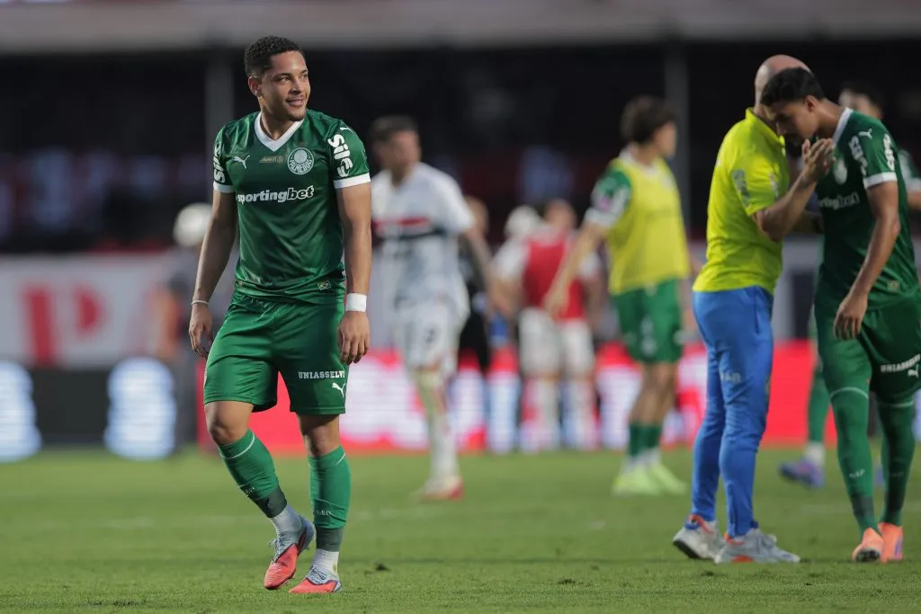 Vitor Roque jogador do Palmeiras durante partida contra o Sao Paulo no estadio Morumbi pelo campeonato Brasileiro A 2025. Foto: Ettore Chiereguini/AGIF
