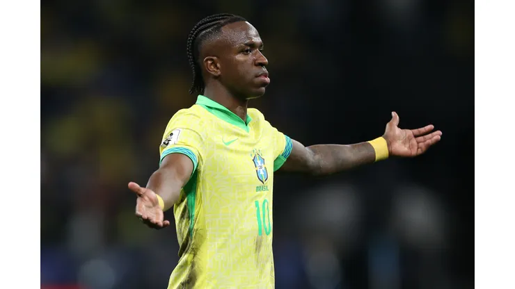 SP - SAO PAULO - 10/06/2025 - ELIMINATORIAS COPA DO MUNDO 2026, SELECAO BRASILEIRA X PARAGUAI - Vinicius Junior jogador da Selecao Brasileira durante a partida entre Brasil e Paraguai na Neo Quimica Arena em Sao Paulo (SP), pelas Eliminatorias da Copa do Mundo 2026. Foto: Marlon Costa/AGIF
