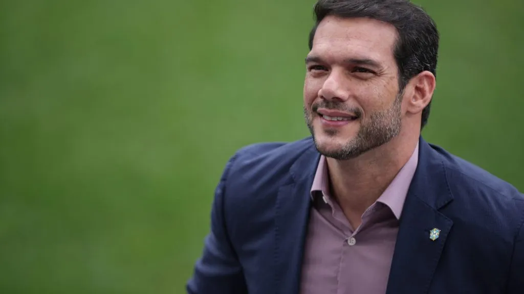 Samir Xaud presidente da CBF durante treino no estadio Arena Corinthians. Foto: Ettore Chiereguini/AGIF