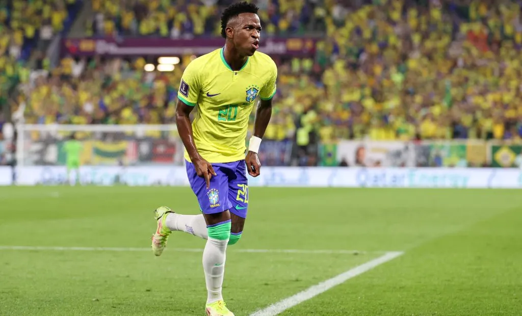 Vini Jr esteve em campo no último duelo entre Brasil x Coreia do Sul – Foto: Michael Steele/Getty Images