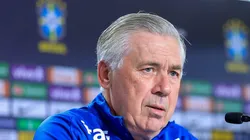 Carlo Ancelotti durante coletiva na Granja Comary.