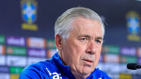 Carlo Ancelotti durante coletiva na Granja Comary.