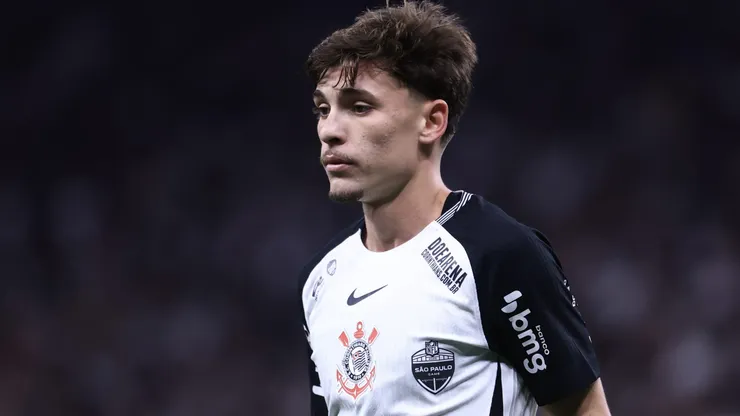Breno Bidon, jogador do Corinthians, durante partida contra o Palmeiras no estadio Arena Corinthians pelo campeonato Brasileiro A 2025. Foto: Marcello Zambrana/AGIF
