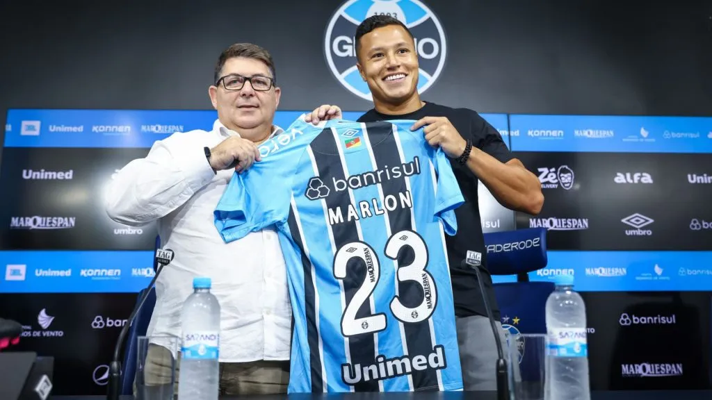 Marlon Xavier durante a sua apresentação no Grêmio na temporada de 2025 – Foto: Lucas Uebel / Grêmio FBPA