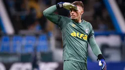 Gabriel Grando, goleiro do Grêmio, durante partida contra o Sportivo Luqueno no estadio Arena do Gremio pelo campeonato Copa Sul-americana 2025. Foto: Maxi Franzoi/AGIF