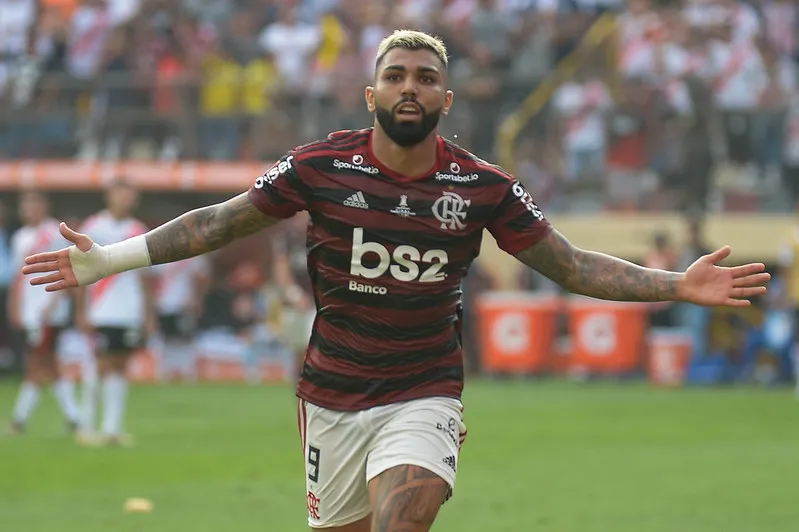 Gabgol marcou os dois gols sobre o River. Foto: Alexandre Vidal/Flamengo