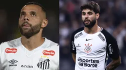 Guilherme e Yuri Alberto vão duelar em Santos x Corinthians - Fotos: Anderson Romão/AGIF e Marcello Zambrana/AGIF
