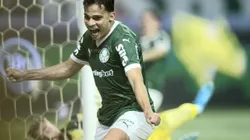 SP - SAO PAULO - 11/10/2025 - BRASILEIRO A 2025, PALMEIRAS X JUVENTUDE - Bruno Rodrigues jogador do Palmeiras comemora seu gol durante partida contra o Juventude no estadio Arena Allianz Parque pelo campeonato Brasileiro A 2025. Foto: Alan Morici/AGIF