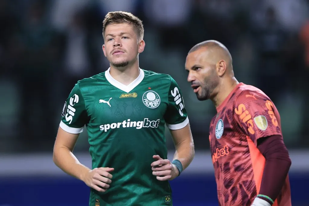 Bruno Fuchs jogador do Palmeiras durante partida contra o Bolivar no estadio Arena Allianz Parque pelo campeonato Copa Libertadores 2025. Foto: Ettore Chiereguini/AGIF