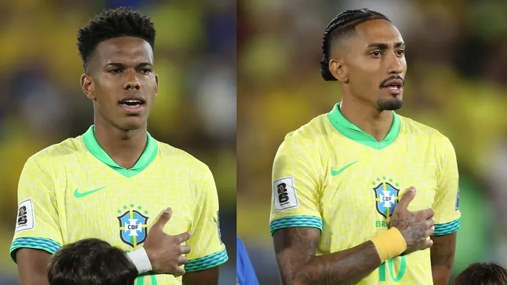 Estêvão e Raphinha durante duelo entre Brasil x Chile, pelas Eliminatórias Sul-Americanas - Fotos: Marlon Costa/AGIF