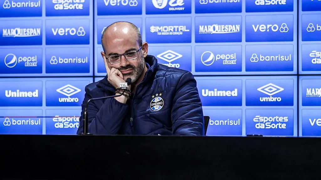 RS – PORTO ALEGRE – 22/06/2023 – BRASILEIRO A 2023, GREMIO X AMERICA-MG – Paulo Caleffi, vice-presidente do Gremio durante a coletiva apos a partida no estadio Arena do Gremio pelo campeonato BRASILEIRO A 2023. Foto: Maxi Franzoi/AGIF