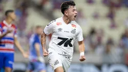 Álvaro Barreal comemorando pelo Santos no Brasileirão - Foto: Baggio Rodrigues/AGIF