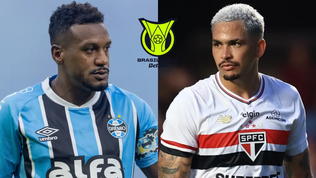 Edenilson do Grêmio e Luciano do São Paulo – Fotos: Liamara Polli/AGIF e Marcello Zambrana/AGIF