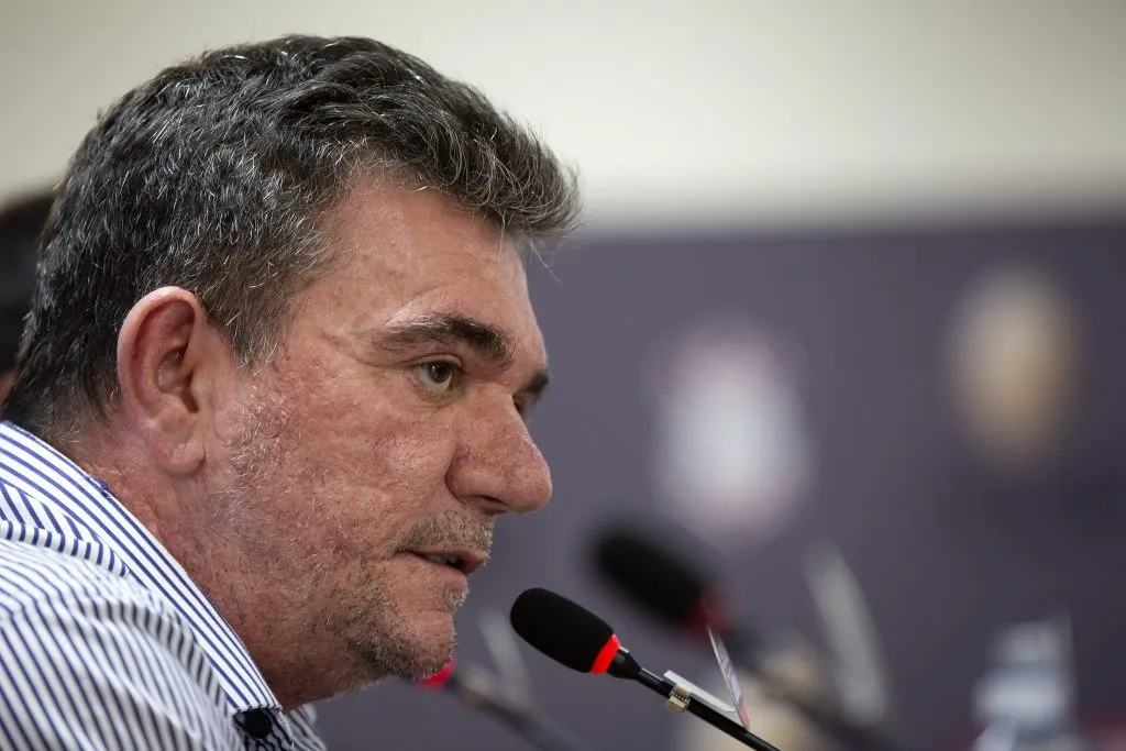 Ex-presidente Andres Sanchez durante sua apresentacao da Comissao Tecnica no Corinthians em coletiva de imprensa no CT Joaquim Grava. Foto: Daniel Vorley/AGIF