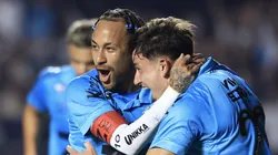Neymar e Barreal no Santos. Foto: Marcello Zambrana/AGIF