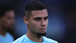 Andreas Pereira jogador do Palmeiras durante aquecimento antes da partida contra o Internacional no estadio Arena Allianz Parque pelo campeonato Brasileiro A 2025. Foto: Ettore Chiereguini/AGIF