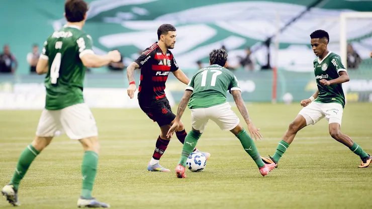 Flamengo e Palmeiras em partida pelo Brasileirão 2025 no Allianz Parque