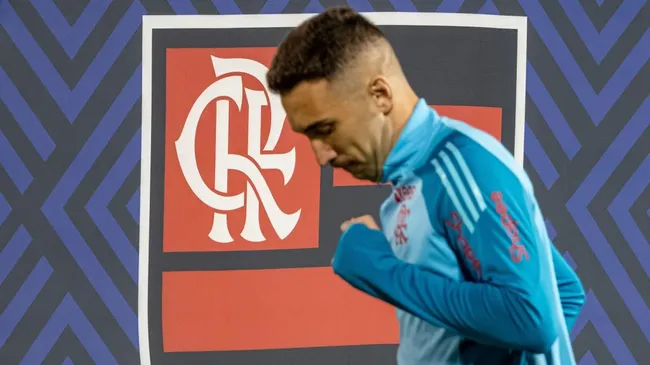 Leo Ortiz jogador do Flamengo lamenta durante partida contra o Bragantino no estadio Cicero De Souza Marques pelo campeonato Brasileiro A 2025. Foto: Joisel Amaral/AGIF